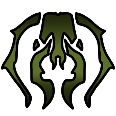 Emblem of the Golgari Swarm, the green and black guild, from Magic: the Gathering.
